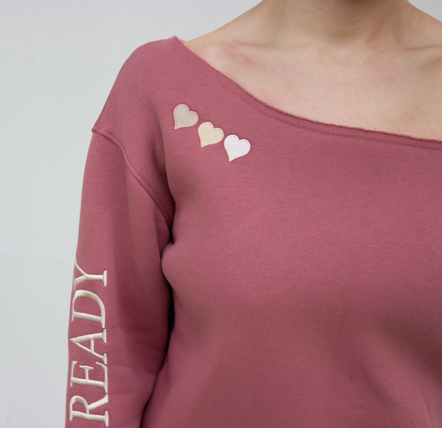 The "BORN READY" Off-the-shoulder Pullover